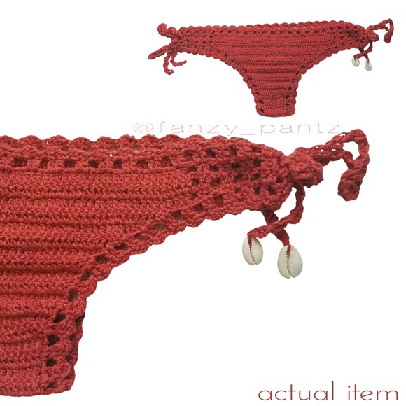 Crochet lace up bikini 2 piece swimsuit - Picture 4 of 7